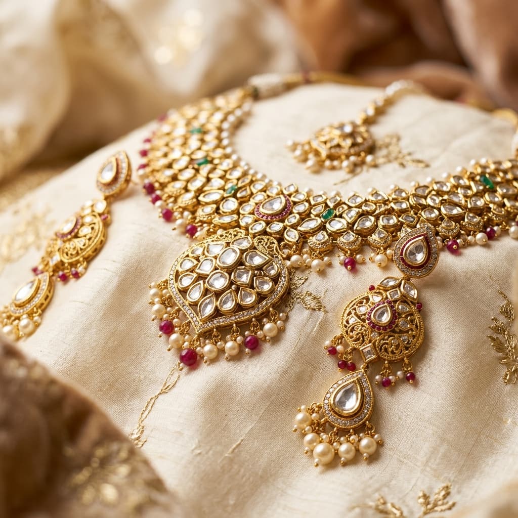 Designer ethnic wear deal: Zaveri Pearls Kundan Jewelry Set at Zaveri Pearls